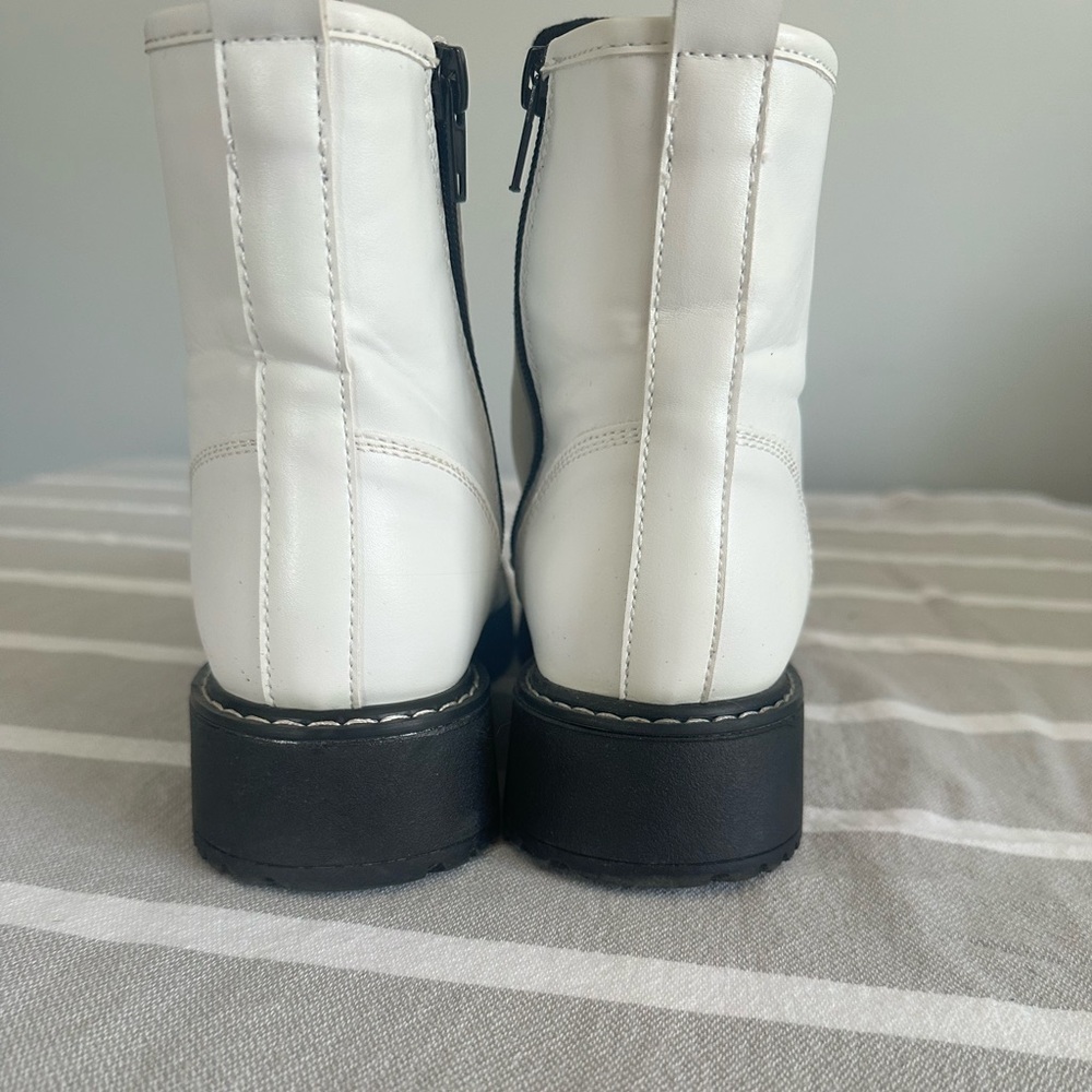 Madden Girl White and Black Combat Boots - Picture 7 of 8